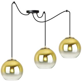 Závesné svietidlo Bergen Gold Spider, 3x zlaté/transparentné sklenené tienidlo (fi 15cm)