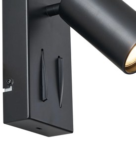 Moderné nástenné svietidlo čierne 2-svetlá naklápacie s portom USB-C - Lesly