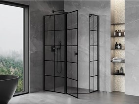 Mexen Mist, päťuholníkový sprchový kút, ľavý 100 x 80 cm, čierna mriežka, čierny - 8A8-100-080-70-77-L