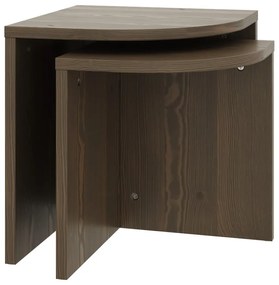 Tmavo hnedé konferenčné stolíky z borovicového dreva v súprave 2 ks Combine – Karup Design