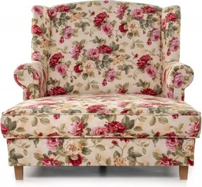 Kreslo AS XXL, vzor kvety / jelša (2108)