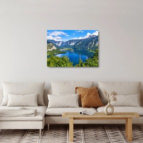Sklenený obraz - Halštatské jazero, Hallstatt, Rakúsko (70x50 cm)