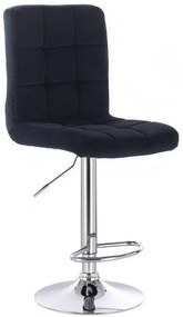 LuxuryForm Barová stolička TOLEDO VELUR na striebornom tanieri - čierna