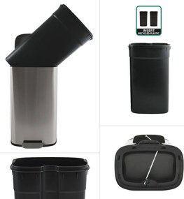 Nášľapný oceľový odpadkový kôš v matne striebornej farbe 50 l Akira – Spirella