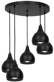 Luminex Luster na lanku AKTAN 5xE27/60W/230V čierna guľatý 3377