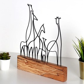 Kovová dekorácia Giraffe Family 35 cm čierna