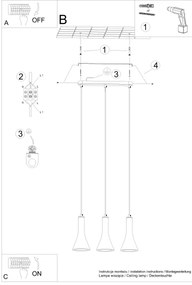 Sollux SL.1225 - Luster na lanku REA 3xE14/12W/230V betón