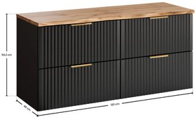Závěsná skříňka Casad Nature s deskou 120 cm černá/dub wotan