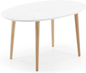 Biely rozkladací jedálenský stôl s bielou doskou 90x140 cm Oqui – Kave Home