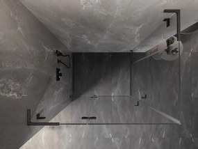 Mexen Lunar, L Duo výklopný sprchový kút 95 x 90 cm, 8mm číre sklo, profil grafit brúsený, 834L-095L-090P-66-00
