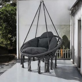 Závesné kreslo s vankúšom - bocianie hniezdo 80 cm antracit