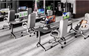 Mobilný stôl PRIMO MOVE, 180x60 cm, biela podnož, biela