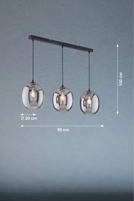 Čierne závesné svietidlo so skleneným tienidlom Nayla – Fischer &amp; Honsel