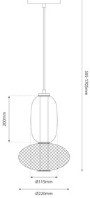Závesné svietidlo Arame, 1x biele sklenené/čierne drôtené tienidlo, b