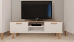 TV stolík DENVER 120 cm biely/dub hickory