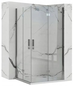 Rea Molier Double, sprchový kút so skladacími dverami 90(dvere) x 90(dvere), 6mm číre sklo, chrómový profil, KPL-K6372