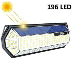 Bezdoteku LEDSolar 196 solárne vonkajšie svetlo svietidlo, 196 LED so senzorom, bezdrôtové, 4W, studená            farba