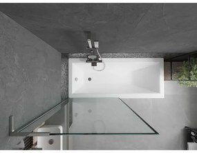 Mexen Next L, 1-krídlová vaňová zástena 90 x 150 cm, 6mm číre sklo-čierny vzor, chrómový profil, 895-090-000-03-70-01