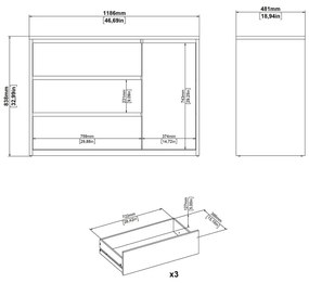 Biela/v prírodnej farbe komoda v dekore duba 119x84x48 cm Next – Tvilum