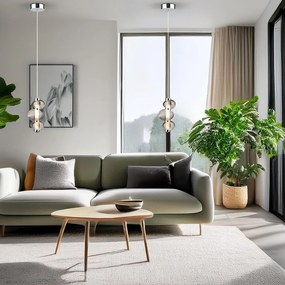 Závesné svietidlo Bolla, 3x grafitové sklenené tienidlo, ch