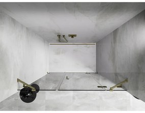 Mexen Lunar, pravé otočné sprchové dvere 135 cm, 8mm číre sklo, zlatý matný profil, 834S-135-050-55-00-P