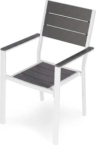 MultiGarden Sada 2 záhradných stoličiek - oceľ HDPE sivá biela MultiGarden