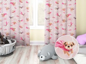 Biante Detský bavlnený záves Sandra SA-650 Psí superhrdinovia na staroružovom 150x140 cm