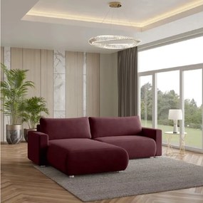 Vínová rozkladacia rohová pohovka MONORA, obojstranná