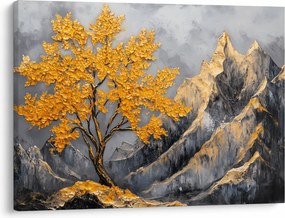 Obraz – Zlatý strom v horách (70x50 cm)
