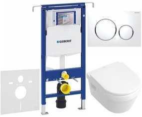 GEBERIT Duofix Special súprava 5v1 - inštalačný modul, závesné WC DirectFlush a Softclose sedátko VILLEROY &amp; BOCH Architectura, tlačítko Sigma20, 115.882.KJ.1 - biela/lesklý chróm/biela, 111.355.00.5 NB4