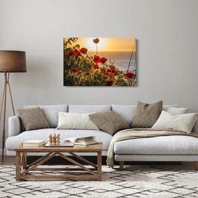 Obraz západu slnka s vlčími makmi (90x60 cm)