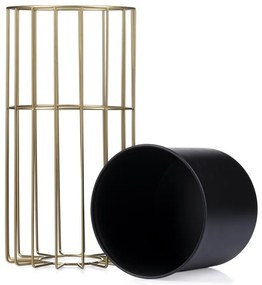 KOVOVÝ KVETINÁČ SO STOJANOM GLAM 42X20 CM ČIERNA/ZLATÁ