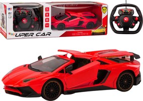 LEAN Toys Diaľkovo ovládané športové auto RC s otvárateľnými dverami, červené, mierka 1:12