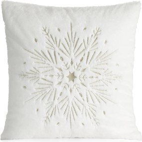 CHLPATÁ VIANOČNÁ DEKORAČNÁ OBLIEČKA NA VANKÚŠ SNOWFLAKE 45X45 CM BIELA