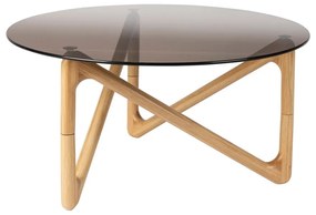 Okrúhly konferenčný stolík so sklenenou doskou v prírodnej farbe ø 80 cm Naia – Dutchbone