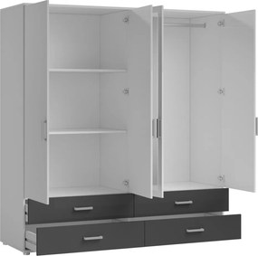 Šatníková skriňa Ivar, 180 cm, biela/grafit