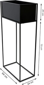 KOVOVÝ KVETINÁČ SO STOJANOM RECT 90X24X44 CM ČIERNA