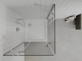 Mexen Roma Duo, sprchový kút 80 (dvere) x 80 (dvere) cm, 6mm číre sklo, chrómový profil + slim sprchová vanička 5cm biela + chrómový sifón, 854-080-080-01-02-4010
