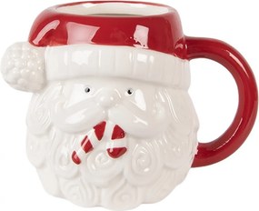 Bielo-červený keramický hrnček Santa Claus- 15*11*11 cm / 500 ml