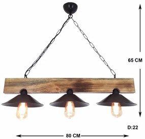 Luster na lankách HEPSI 3xE27/40W/230V smrek/orech