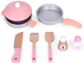Detská kuchynka ružová s 8 príslušenstvom, batéria na rúru, drez, ECOTOYS