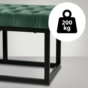 Lavica Polson - zamat, čierny rám 120 cm - Zelená