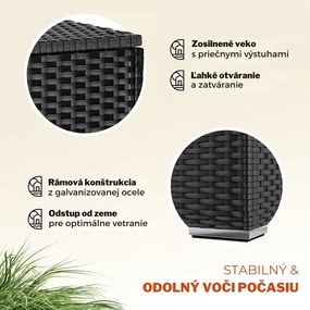 Polyratanový úložný box RICCO, 318L, 75x75x70cm, čierna Casaria