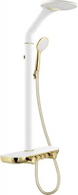 Mexen Bolt, sprchová sada s ručnou a dažďovou hlavicou, biela-zlatá, 78108-25