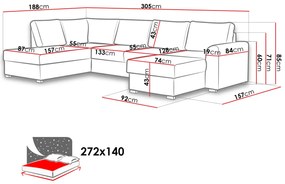 Moderná sedacia súprava do U Vrena, sivá Roh: Orientace rohu Pravý roh