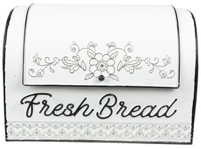 Biely plechový retro chlebník Fresh Bread - 30*20*20 cm