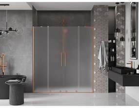 Mexen Velar Duo, posuvné sprchové dvere do otvoru 180 cm, 8mm sklo námraza, medená matná, 871-180-000-32-65