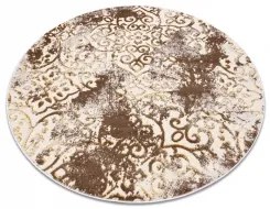styldomova Krémovo-béžový štruktúrovaný koberec kruh FEME 8724