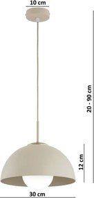 Brilagi - Luster na lanku COSMO 1xE27/60W/230V, priemer 30 cm, béžová/zlatá