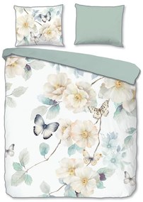 Biele/zelené obliečky na dvojlôžko/predĺžené z bavlneného saténu 200x220 cm Adiwanya – Descanso